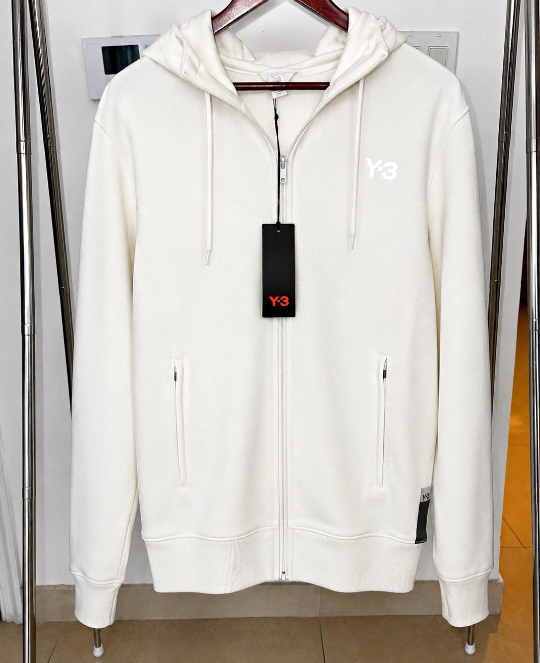 Y-3 Yohji Yamamoto adidas White Graphic Zip Hoodie Sweatshirt Brand New Size L