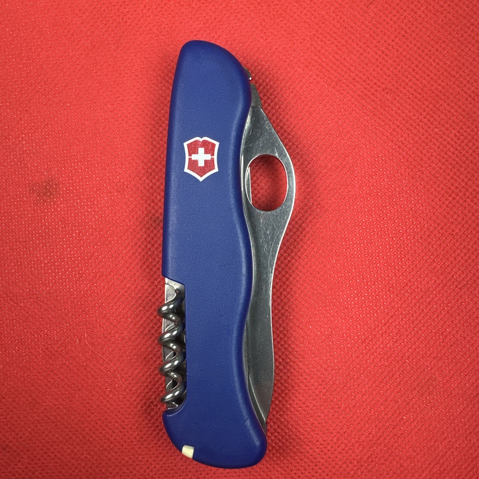 Rare Blue Kandersteg Scout Knife Victorinox 111mm One Hand Open Combo Forester