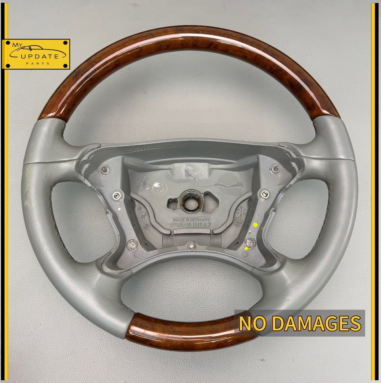 2003-2009 MERCEDES R230 SL500 Convertible Steering Wheel Leather WOOD OEM