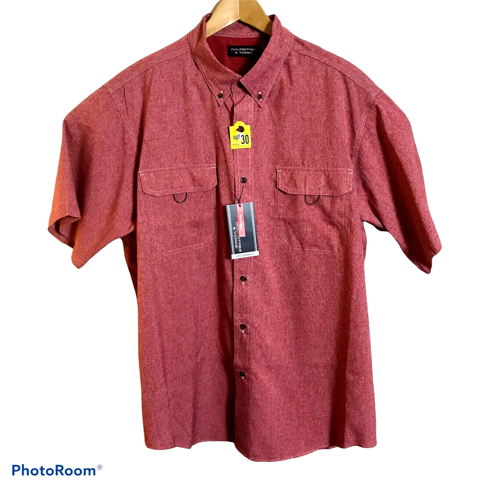 Roundtree Yorke Fishing Shirt Mens Large Performance Vented Wicking UPF 30 NEW