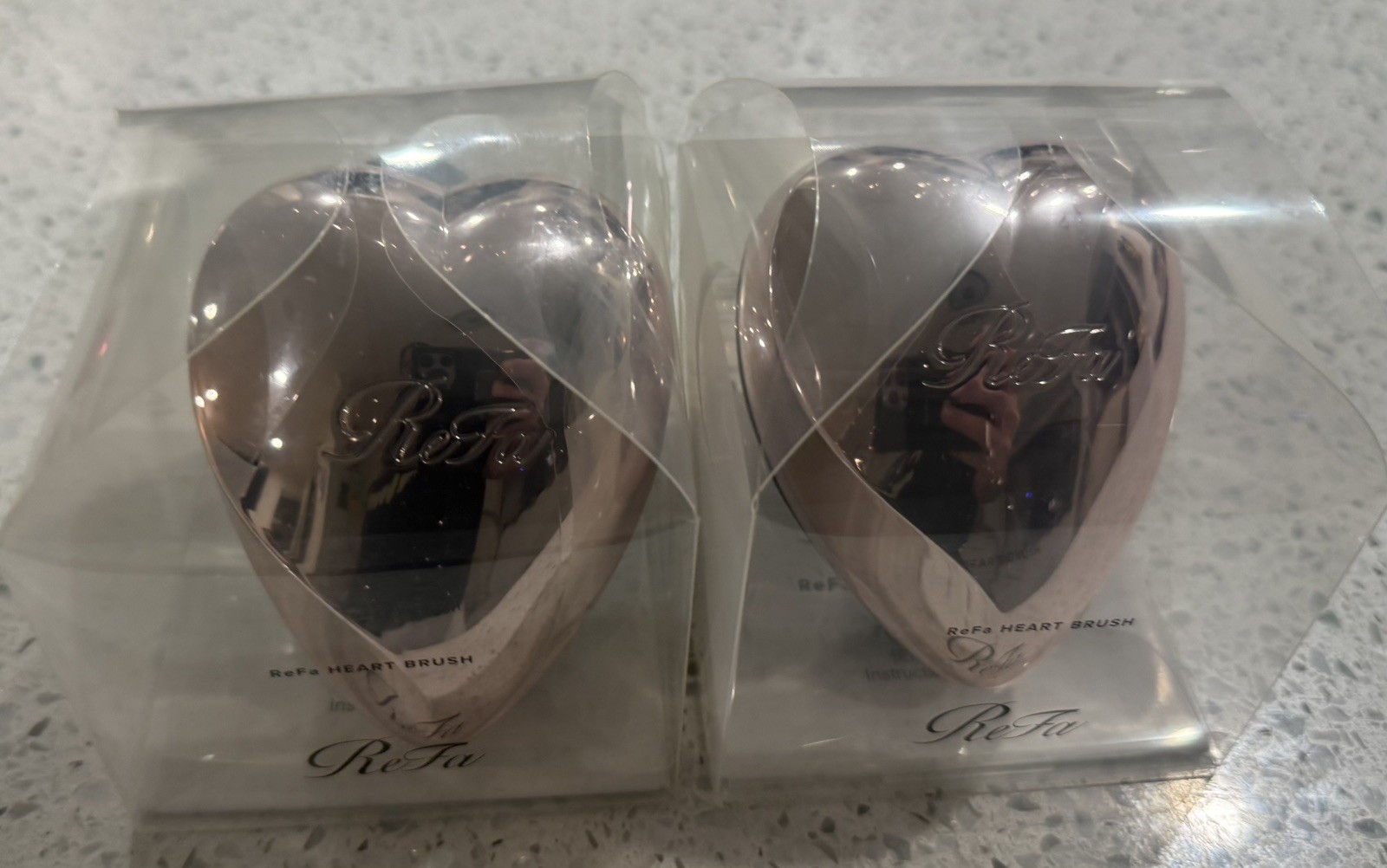 Lot of 2 - ReFa HEART COMB Rose Gold Aira Hair brush Authentic Retail Packaging 
