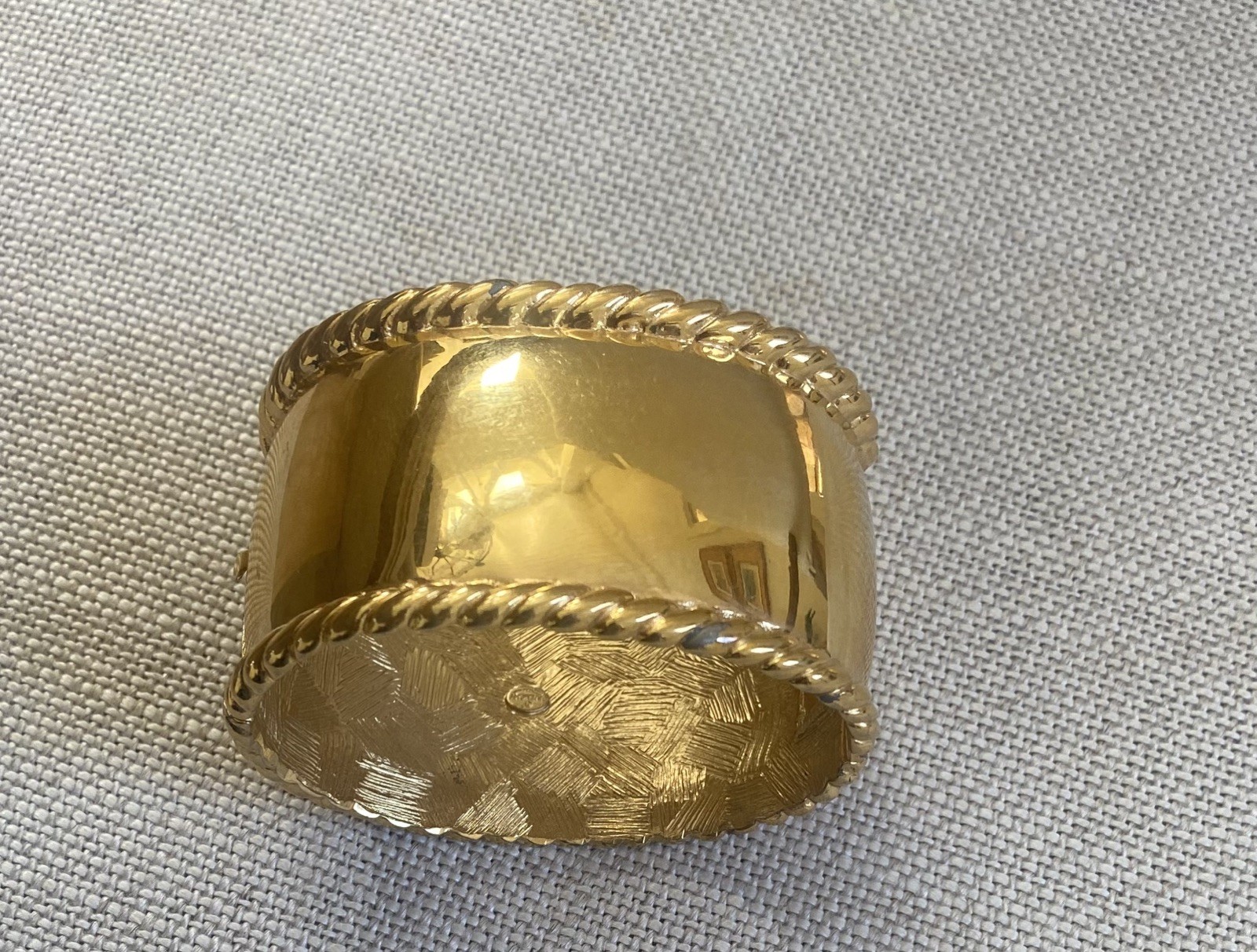 Vintage Givenchy Cuff Bracelet Gold Plated with Rope Edge Hinged 1975-1980s