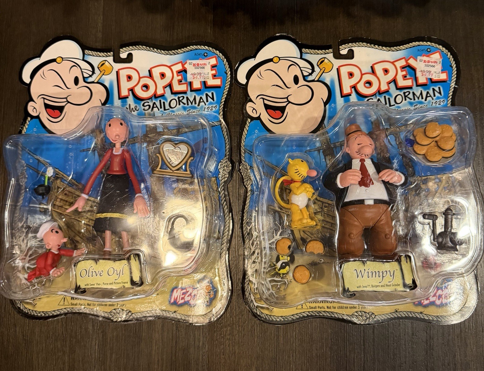 Bundle Vintage 2001 Mezco Popeye Series Figure Wimpy & Olive Oyl MOC NIB KB Toys