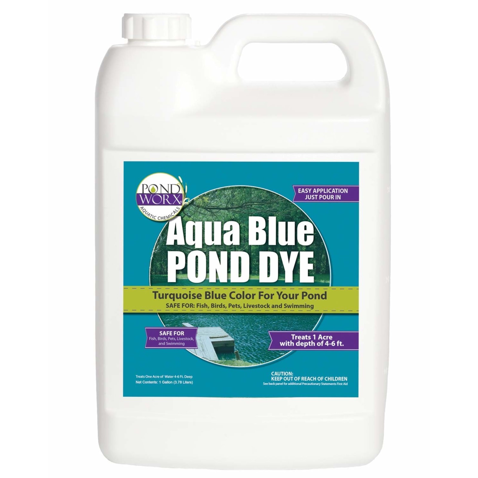 PondWorx Aqua Blue Lake & Pond Dye 1 Gallon Treats 1 Acre Safe for Fish PondWorx Aqua Blue Lake & Pond Dye 1 Gallon Treats 1 Acre Safe for Fish
