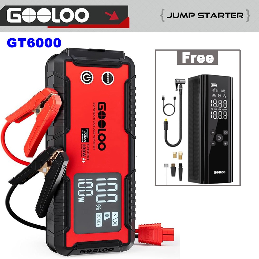 GOOLOO 6000A Jump Starter GT6000 Car Starter + GT150 150PSI Tire Inflator GOOLOO 6000A Jump Starter GT6000 Car Starter + GT150 150PSI Tire Inflator