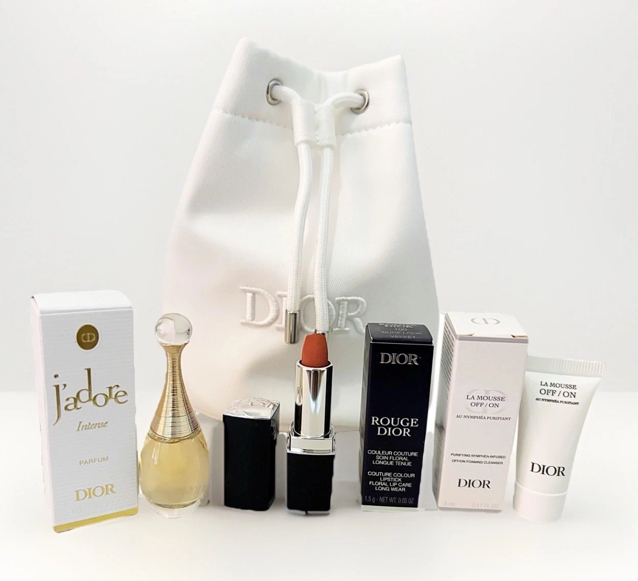 Christian Dior J’Adore Intense Rouge Dior Lipstick La Mousse Pouch Bag Gift Set