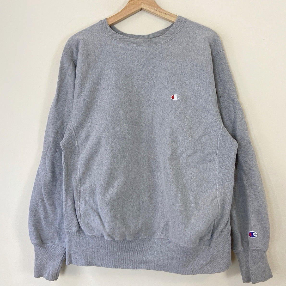 Vintage 80\'s Champion Reverse Weave Grey Sweatshirt - Large Vintage 80\'s Champion Reverse Weave Grey Sweatshirt - Large
