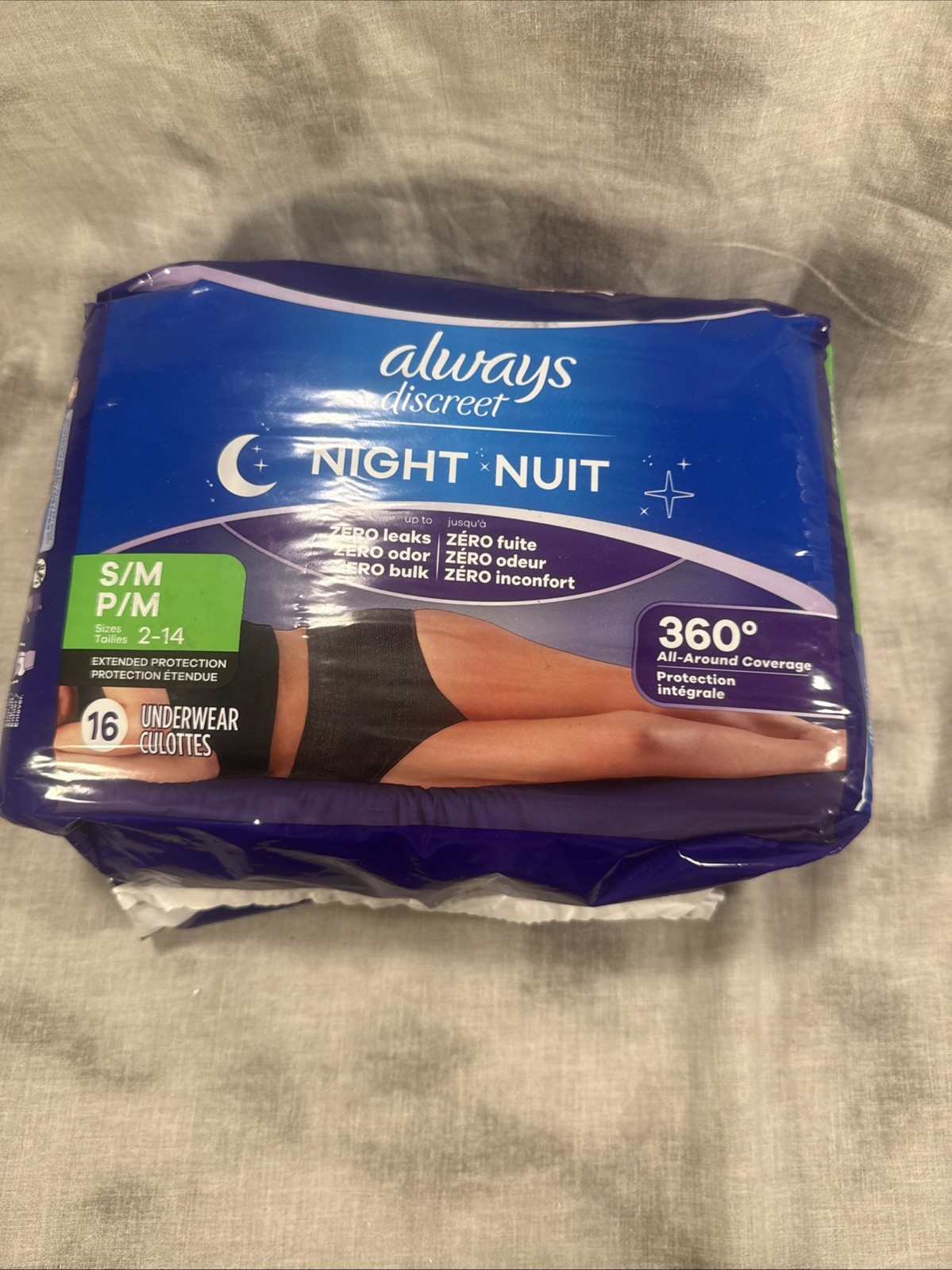 Always Discreet Women Incontinence Underwear Overnight Absorb S/M Black 16 Count Always Discreet Women Incontinence Underwear Overnight Absorb S/M Black 16 Count