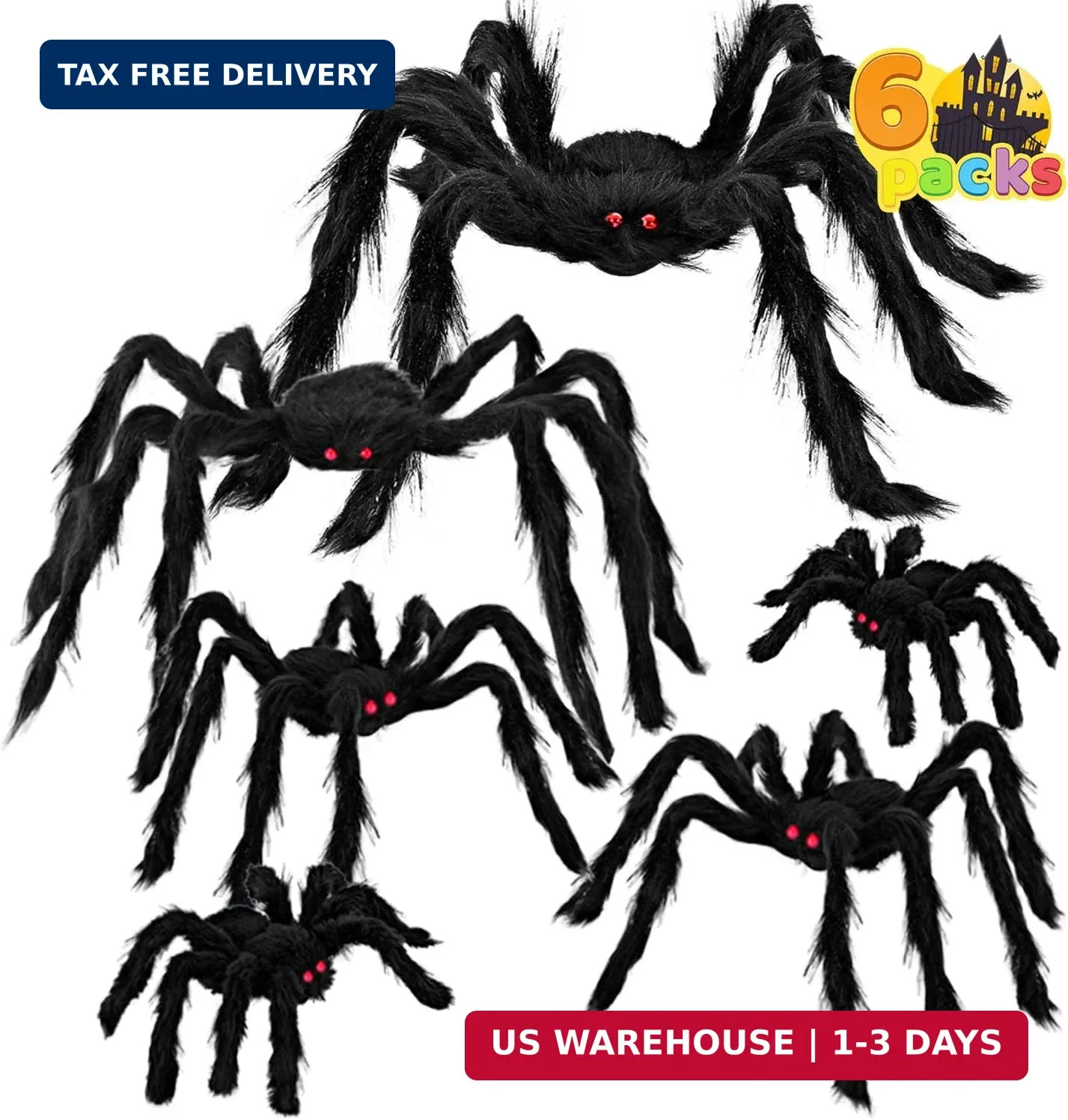 JOYIN 6 Packs Halloween Outdoor Decorations Giant Spiders Set, Halloween Decor O