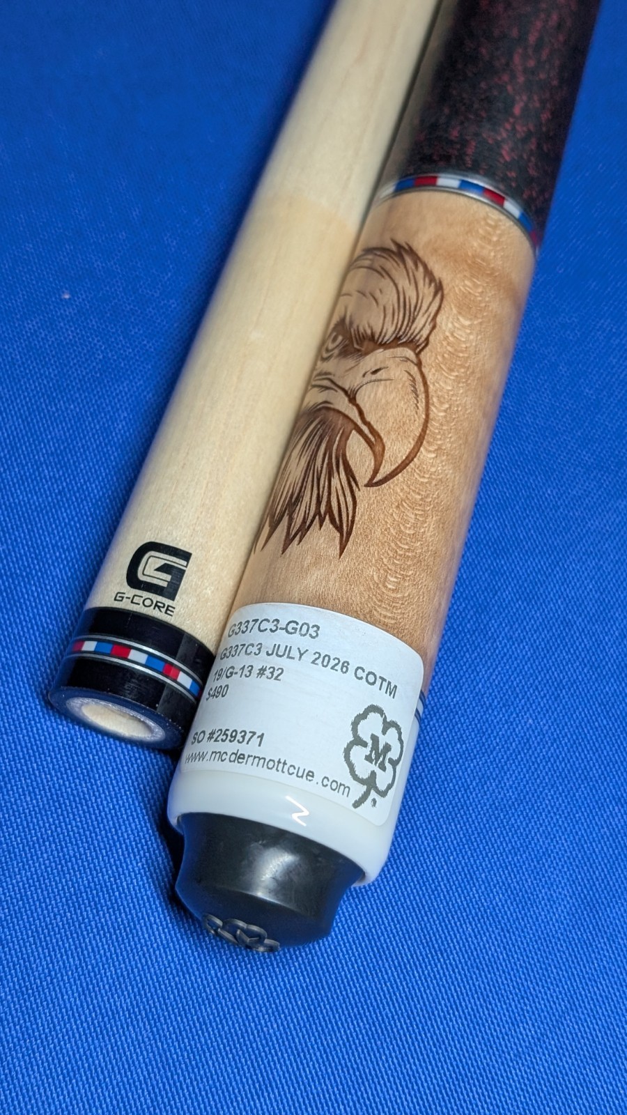 McDermott Custom Pool  Cue July 2026 COTM G337C3 19.30oz 13.00mm Irish lenin