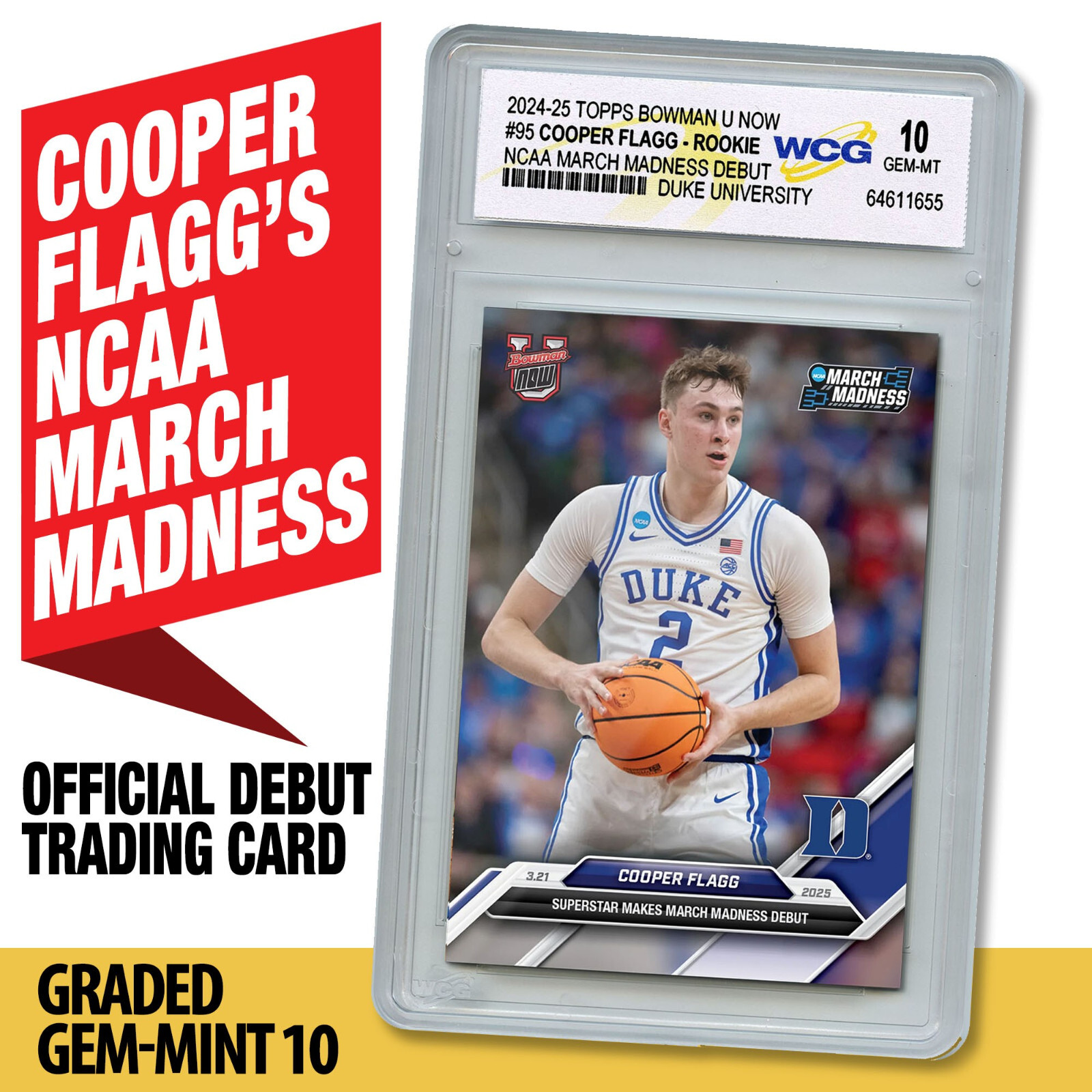 2024-25 Topps COOPER FLAGG Rookie Card #95 Duke NCAA Madness Debut - GEM MINT 10