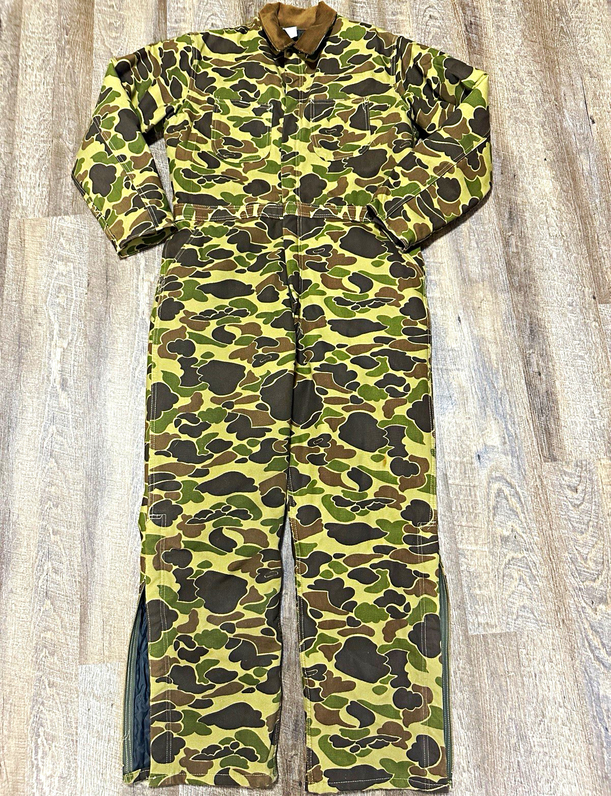Vintage 1993 Carhartt Duck Camo Coverall RQ703X Large Regular Made USA Hunting