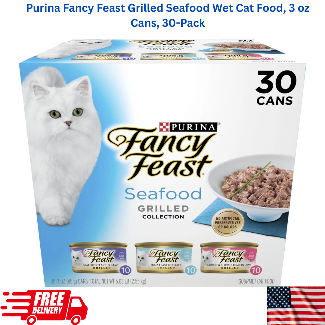 Purina Fancy Feast Seafood Classic Pate Variety Pack, 3 oz Cans, 30-Pack