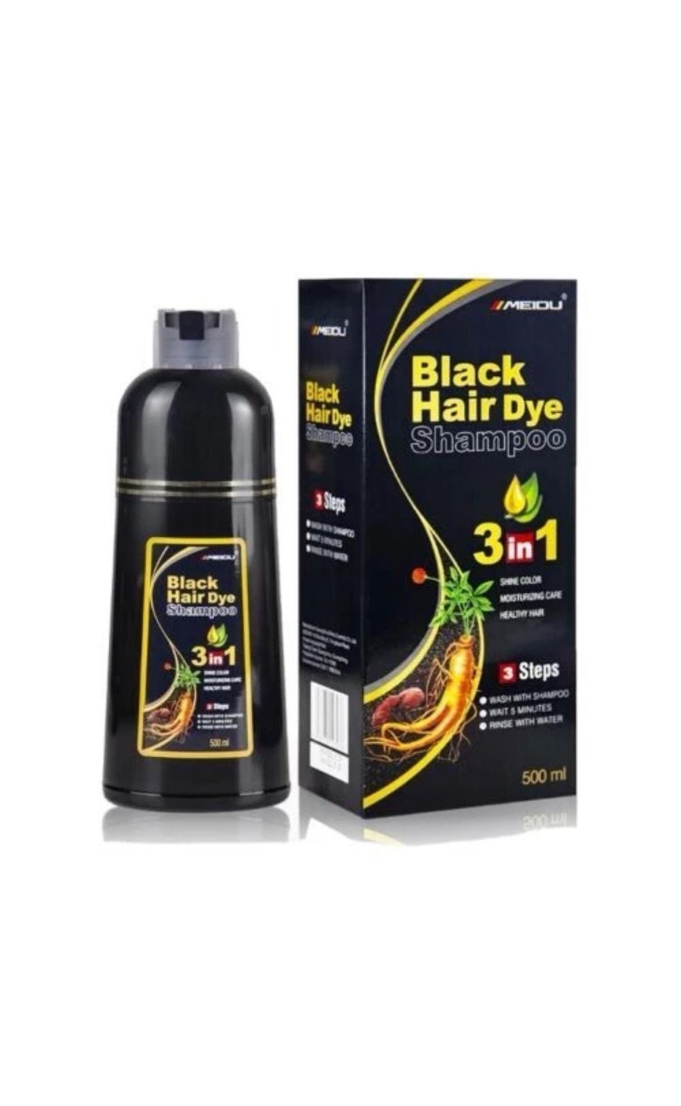Meidu Black Hair Dye Shampoo 3 in 1 Hair Color Shampoo for Women & Men for Gr...