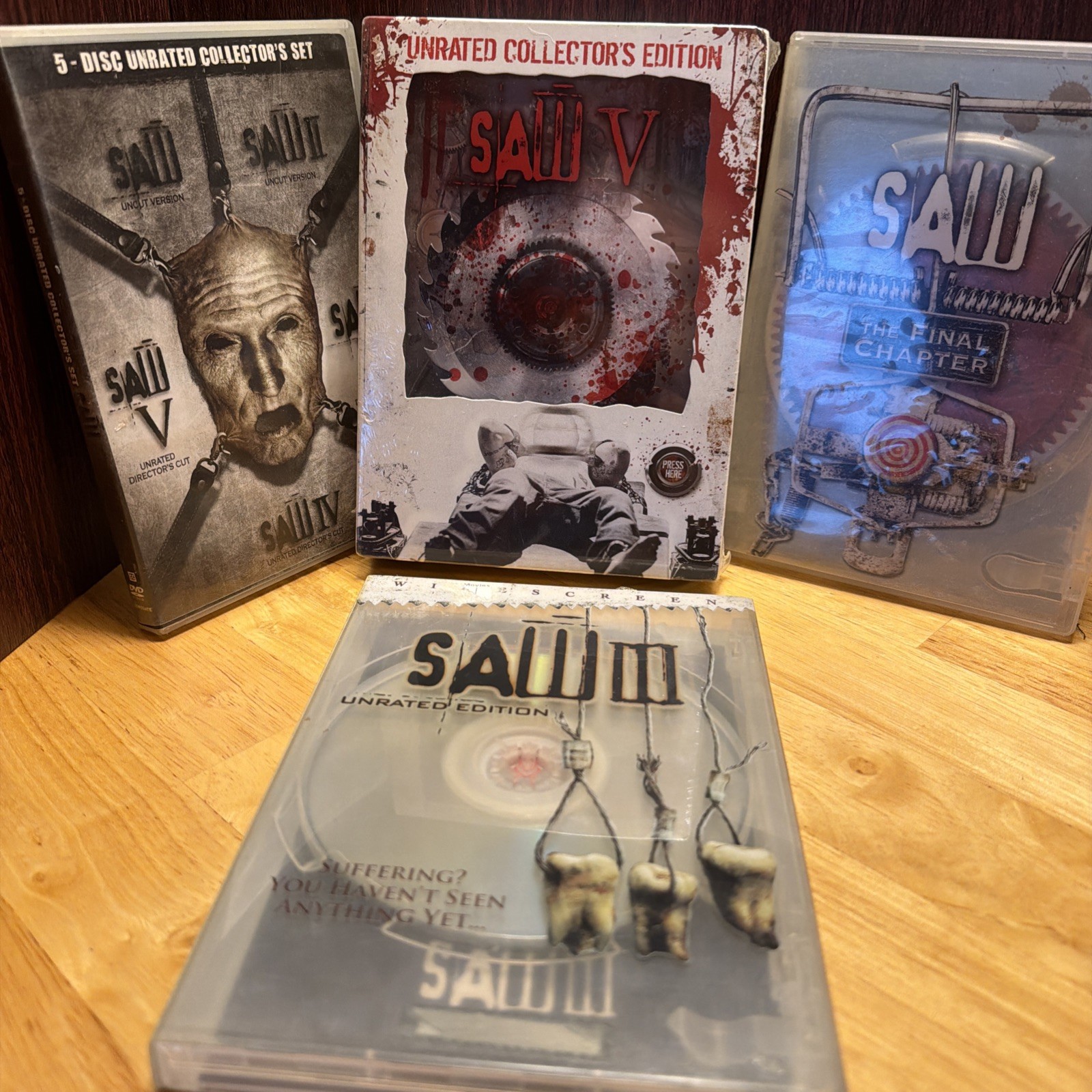 SAW Horror Movie Film Collection 4 Sets 1 Collectors Set Is New Halloween SAW Horror Movie Film Collection 4 Sets 1 Collectors Set Is New Halloween