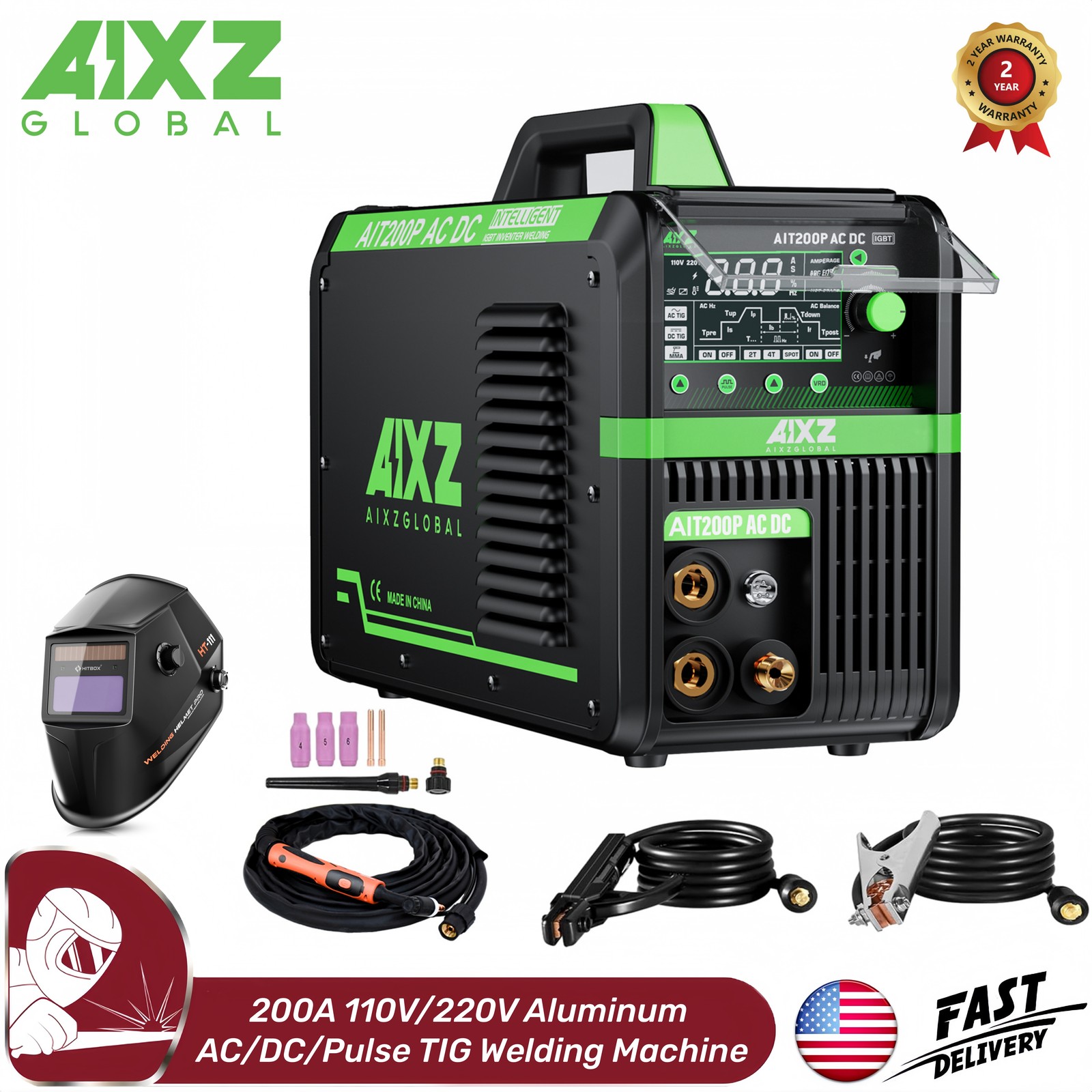 AIXZ 5IN1 200A AC DC TIG ARC Pulse Welder Aluminum Welding Machine 110V/220V US