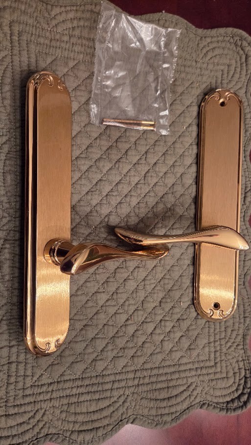 Pella Inactive Fixed Right Hand LH Handle Set French Door Polished Brass- New