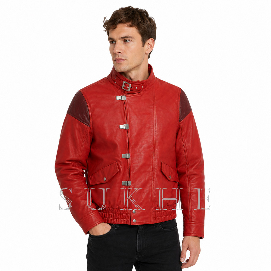 Akira Kaneda Shotaro Kaneda Inspired Real Leather Jacket Cyberpunk Anime Cosplay