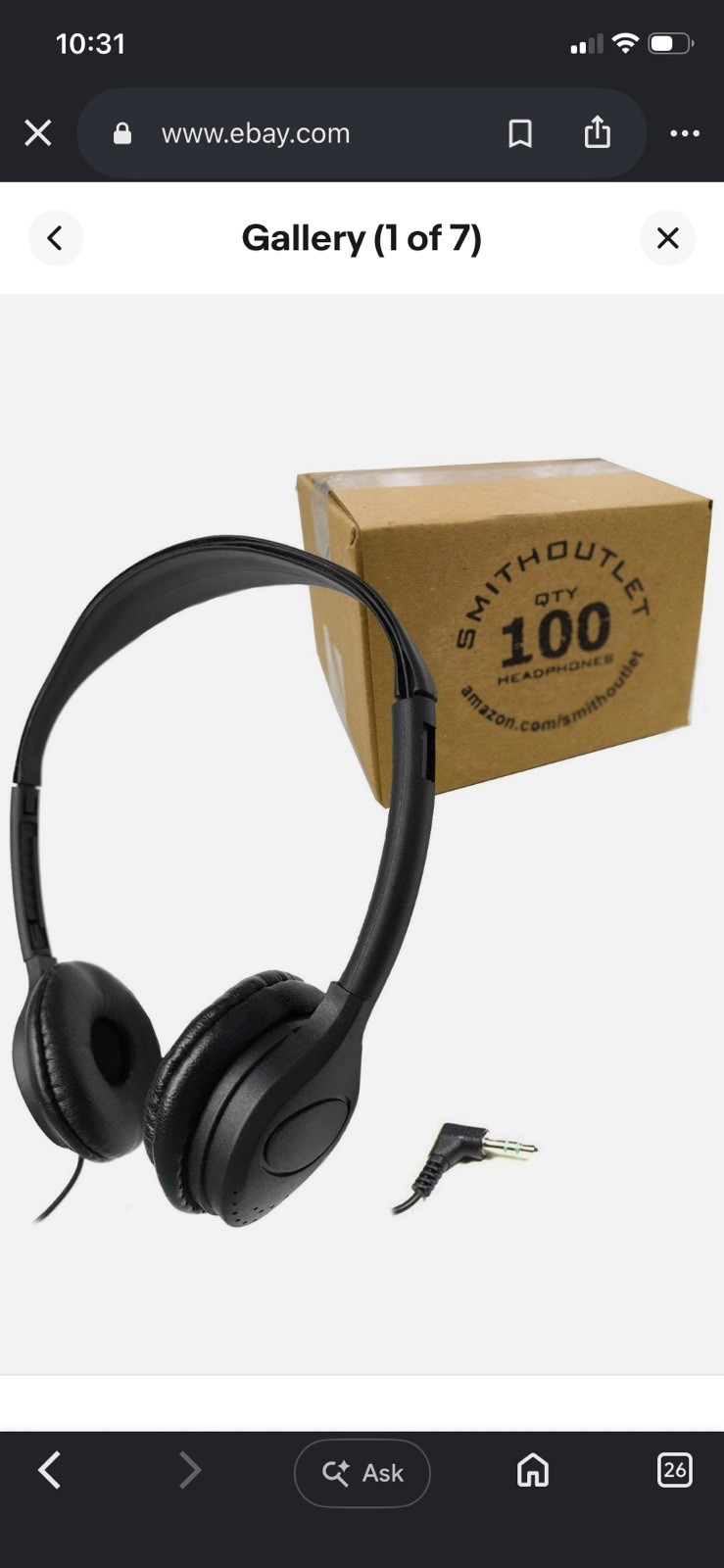 SmithOutlet Headphones Bulk 100 Pack On Ear Wired Classroom