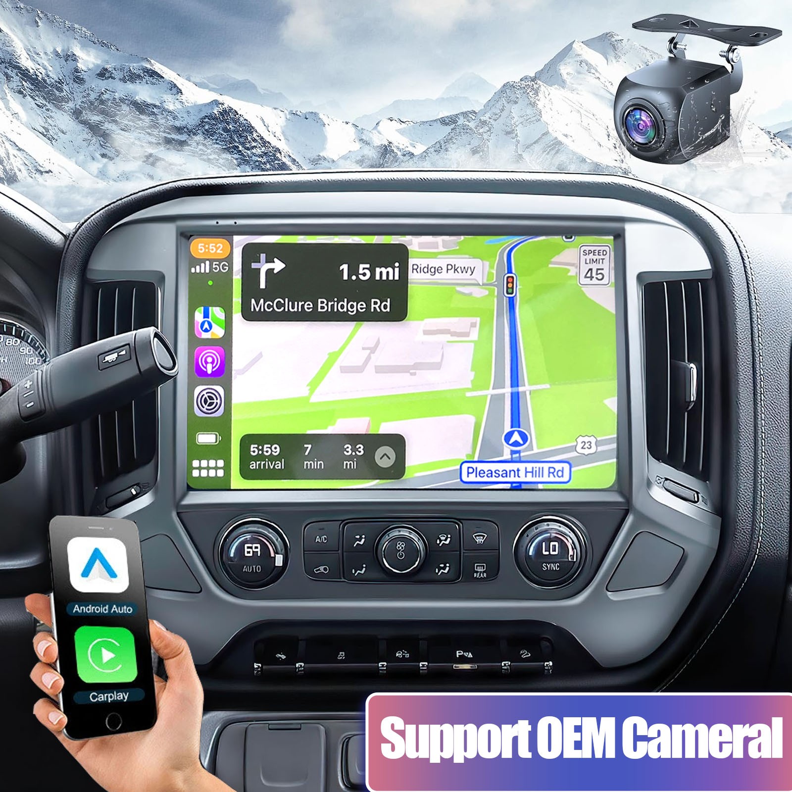 Carplay For 2014-2018 Chevrolet Silverado GMC Sierra 8 Core Car Stereo Radio