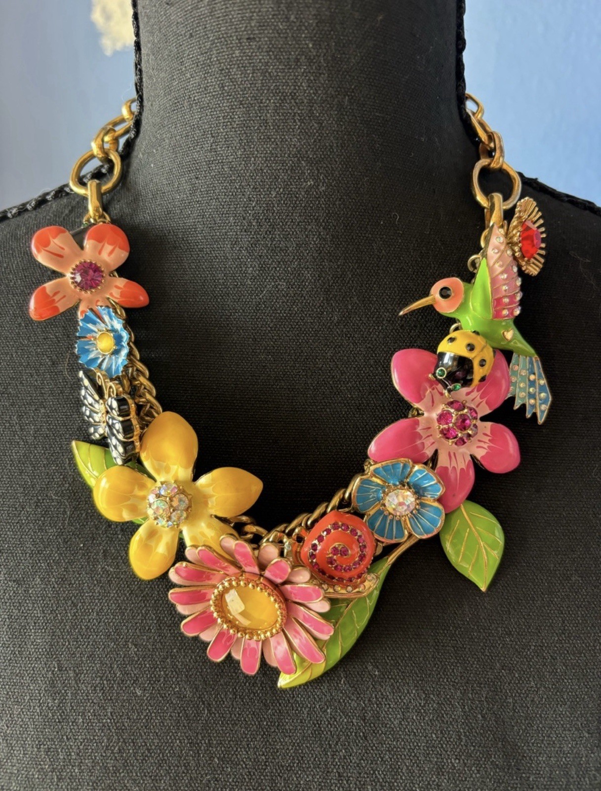 Betsey Johnson Secret Garden Statement Necklace, Excellent Condition 