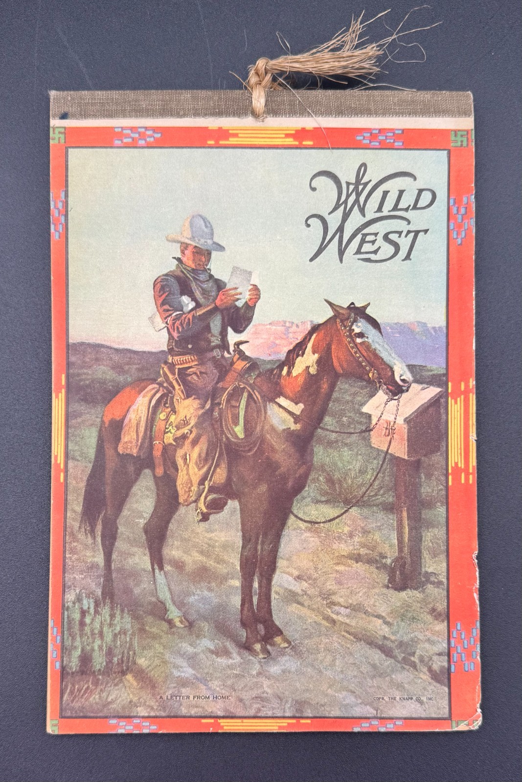 Vintage Wild West A Letter From Home Cowboy Horse Charge Tablet Knapp Co