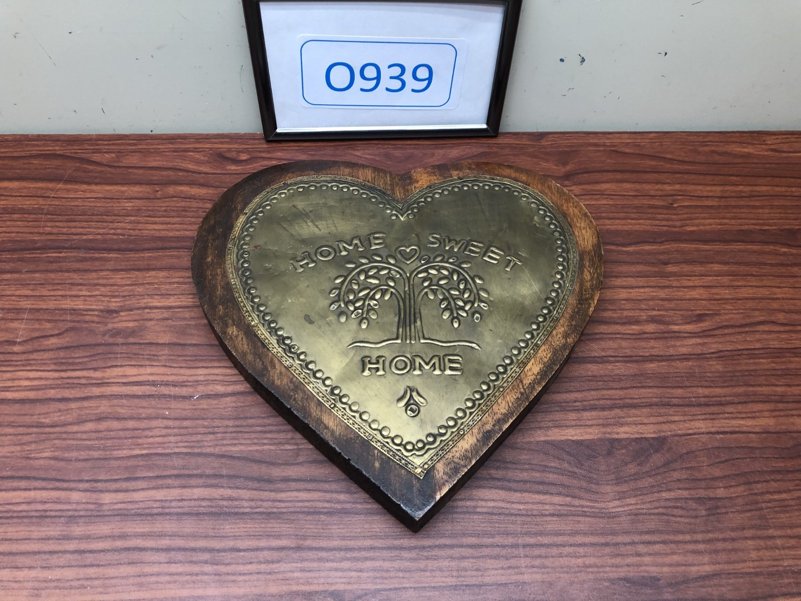 Vintage WOODEN HEART W/ COPPER INNER HEART WALL DECOR Home Sweet Home