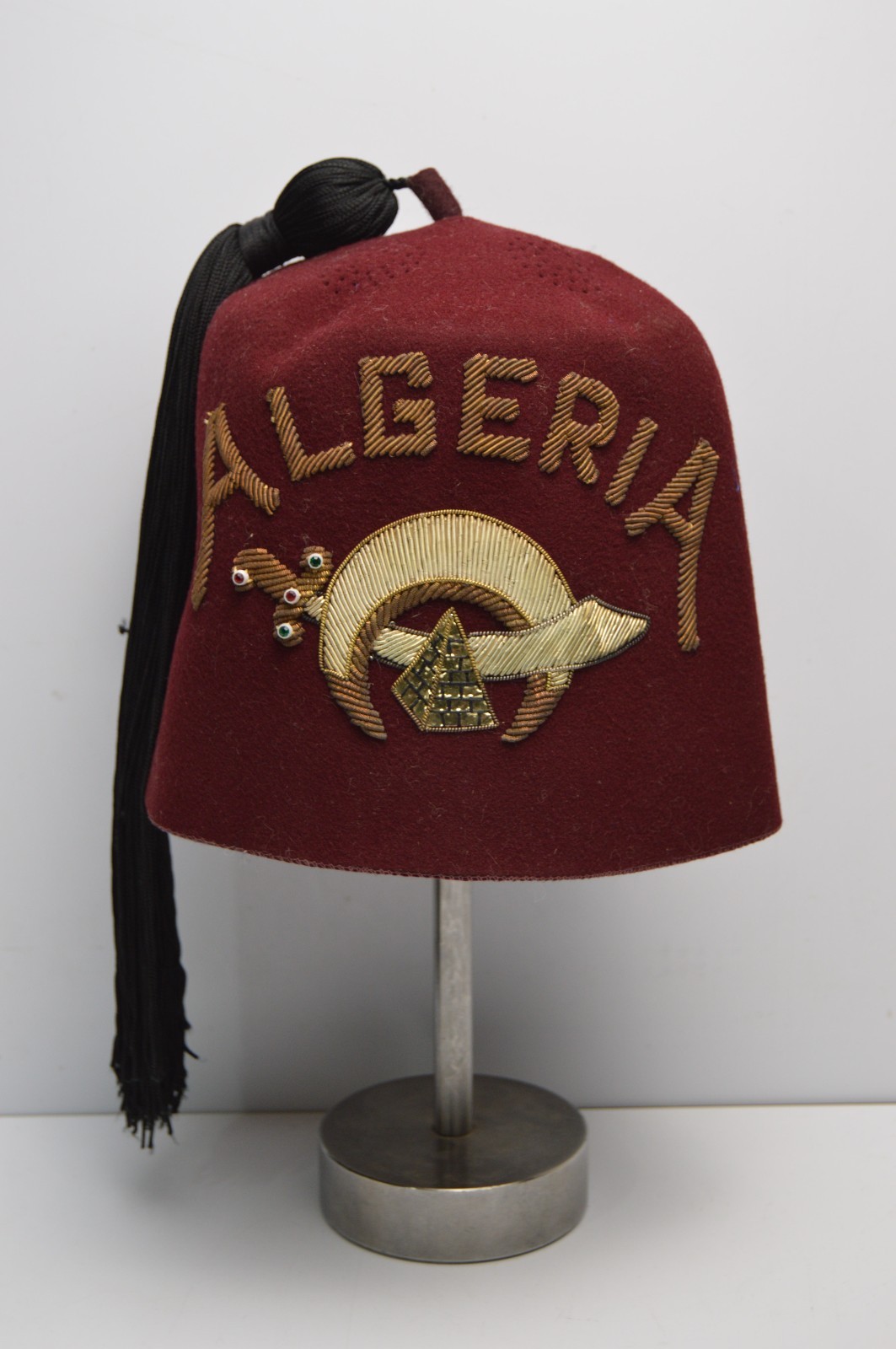 Vintage Algeria Chechia Fez Hat Red Ceremonial Religious Wedding Formal Africa