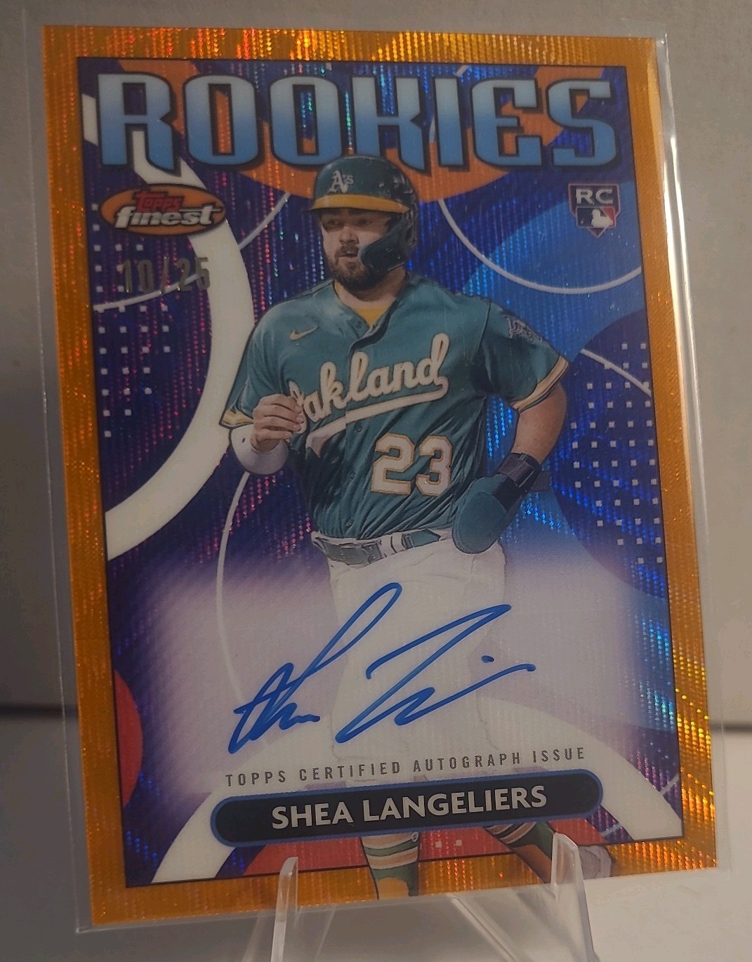 2023 Topps Finest #10/25 Shea Langeliers RC Rookies Auto Orange Wave #RDA-SL