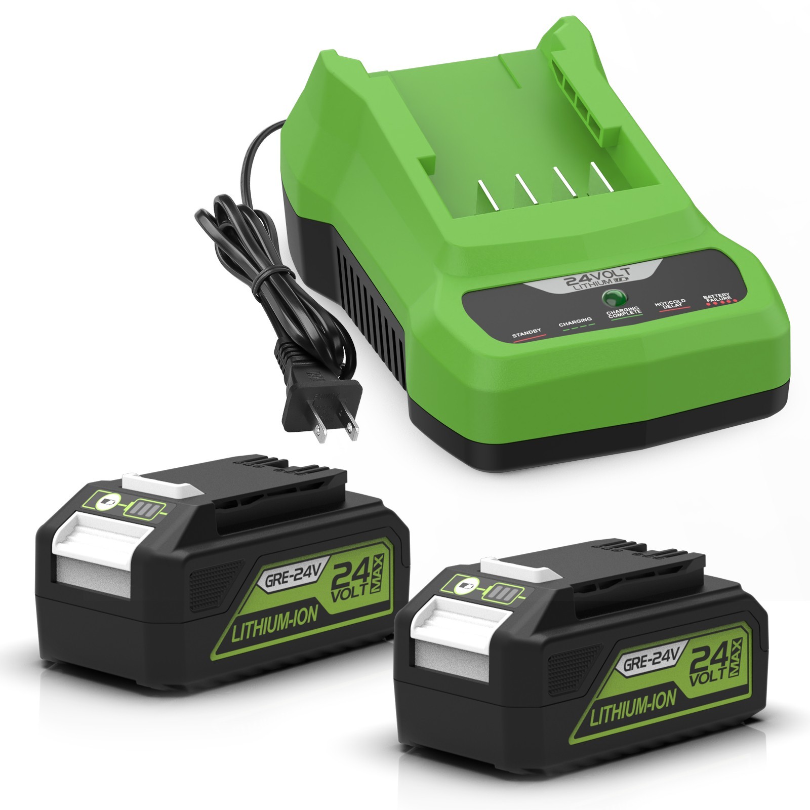 2Pack 24V 6.5Ah Battery Charger for Greenworks 24V Tools 29842 29852 2508302