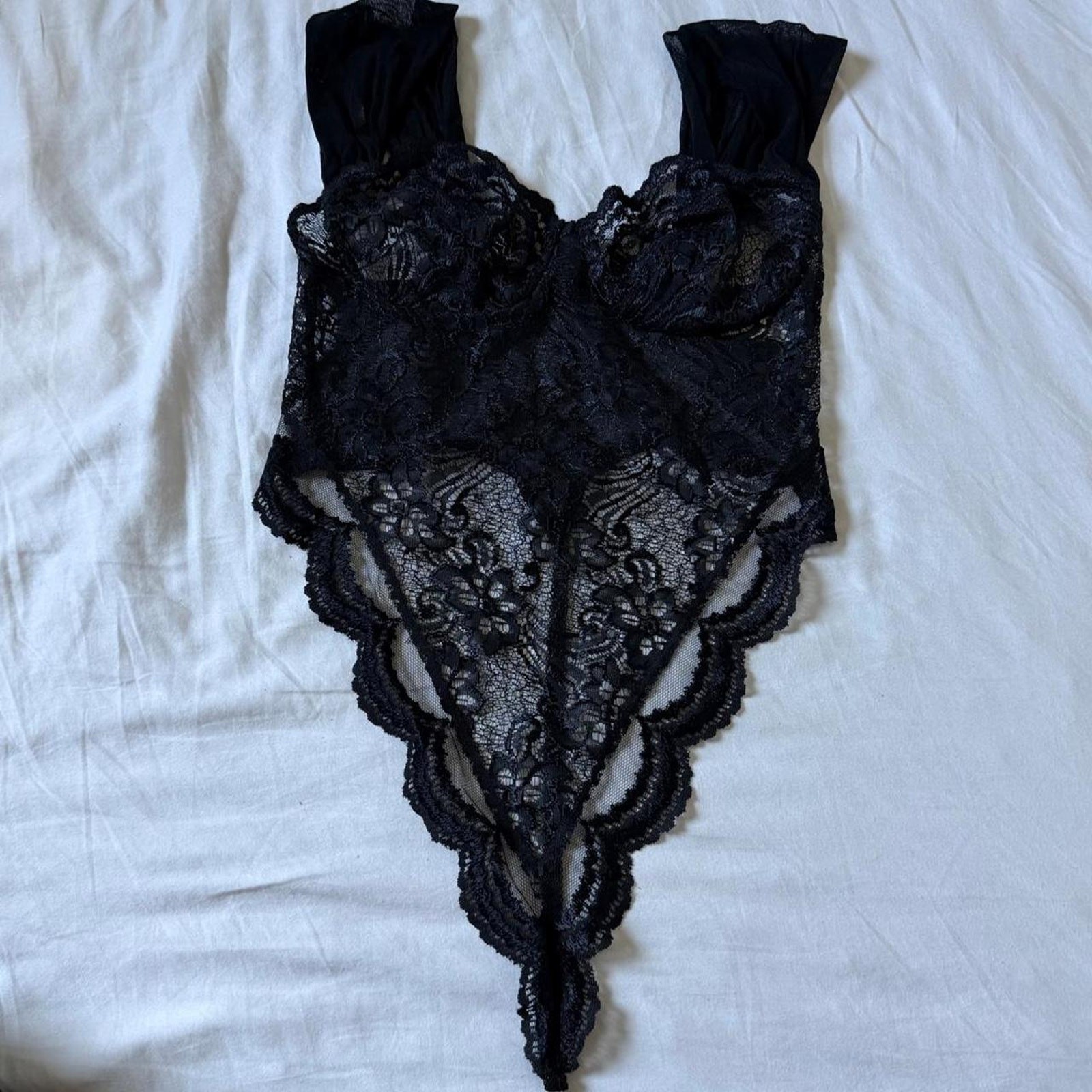 Vintage Victoria’s Secret Black Lace Teddy Bodysuit 34C
