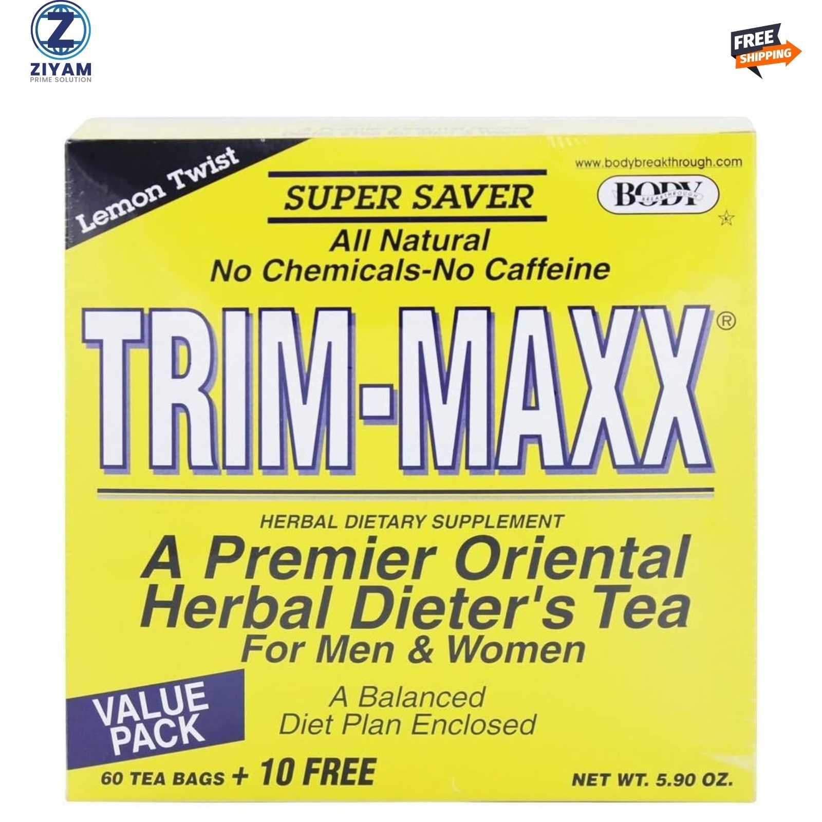 Body Breakthrough Trim Maxx Tea Lemon 60 Bags Herbal Dietary Supplement 60 Se... Body Breakthrough Trim Maxx Tea Lemon 60 Bags Herbal Dietary Supplement 60 Se...