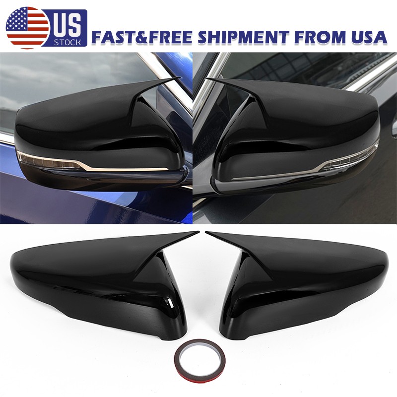 Glossy Black Side Mirror Covers Overlays Caps For Cadillac 2014-2025 CT5 CT6 CTS