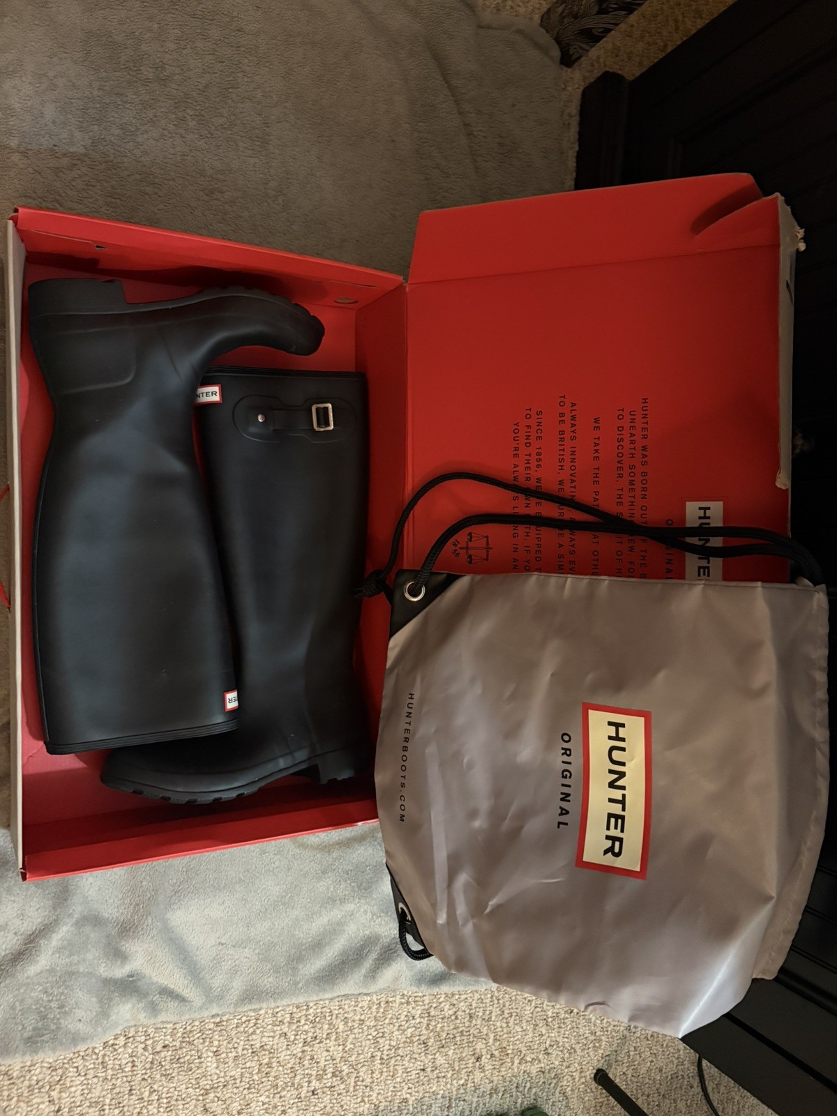 Hunter Original Tall Ladies Black Boots size 9 women’s 