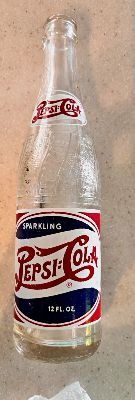 Pepsi Pepsi-Cola Sparkling Soda Advertising Bottle 12 fl oz Clear Glass