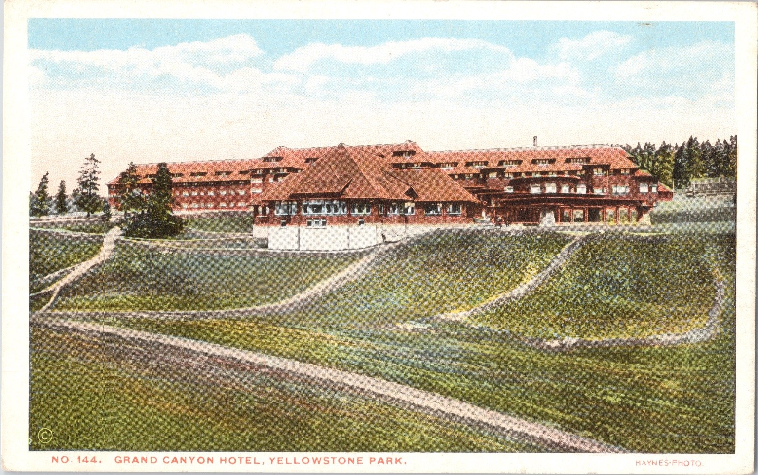 Grand Canyon Hotel Yellowstone Park Haynes White Border Vintage Postcard