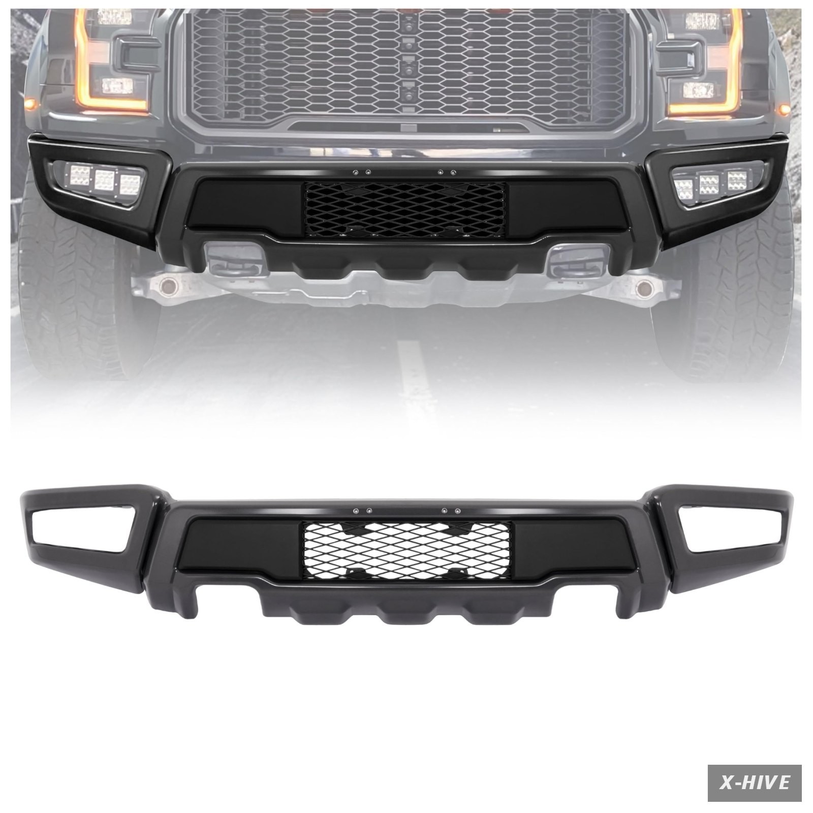 Bumpers Steel+Plastic 1 KUAFU Bumper Assembly W/Fog Light Holes Compatible Style