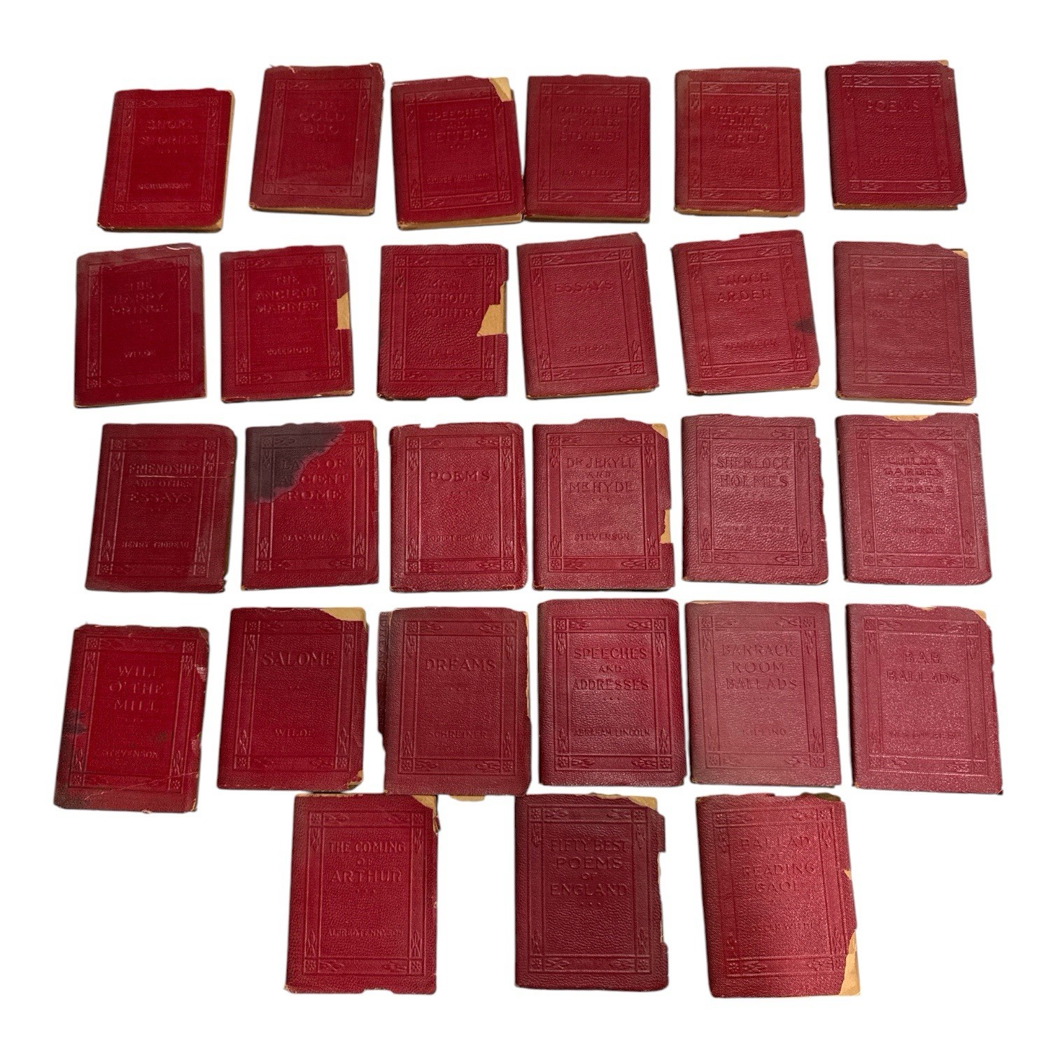 Vintage 1920's Mini Books Red Leather Haas Little Luxart Antique Library Lot 27