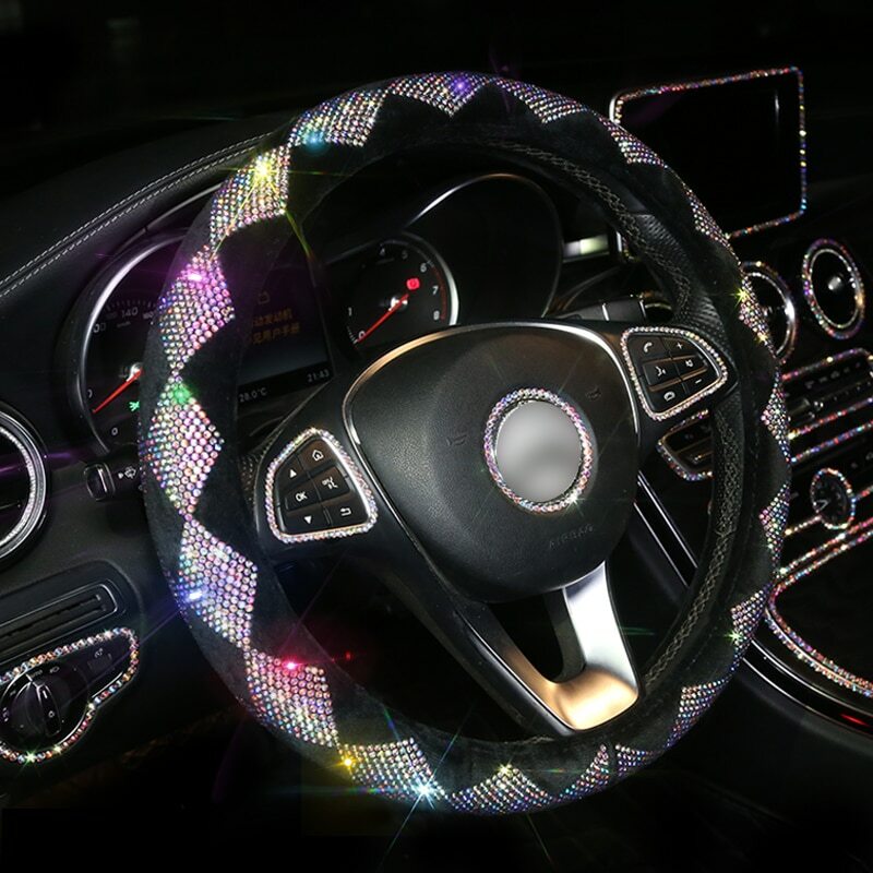 Universal Bling Rhinestone Diamond Car Steering Wheel Decor Cover Car Interior Universal Bling Rhinestone Diamond Car Steering Wheel Decor Cover Car Interior
