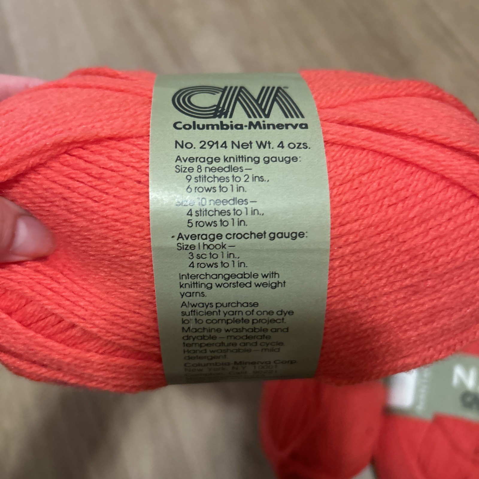 Vintage Columbia Minerva Nantuk Yarn Coral Red DuPont Orlon Acrylic Discontinued