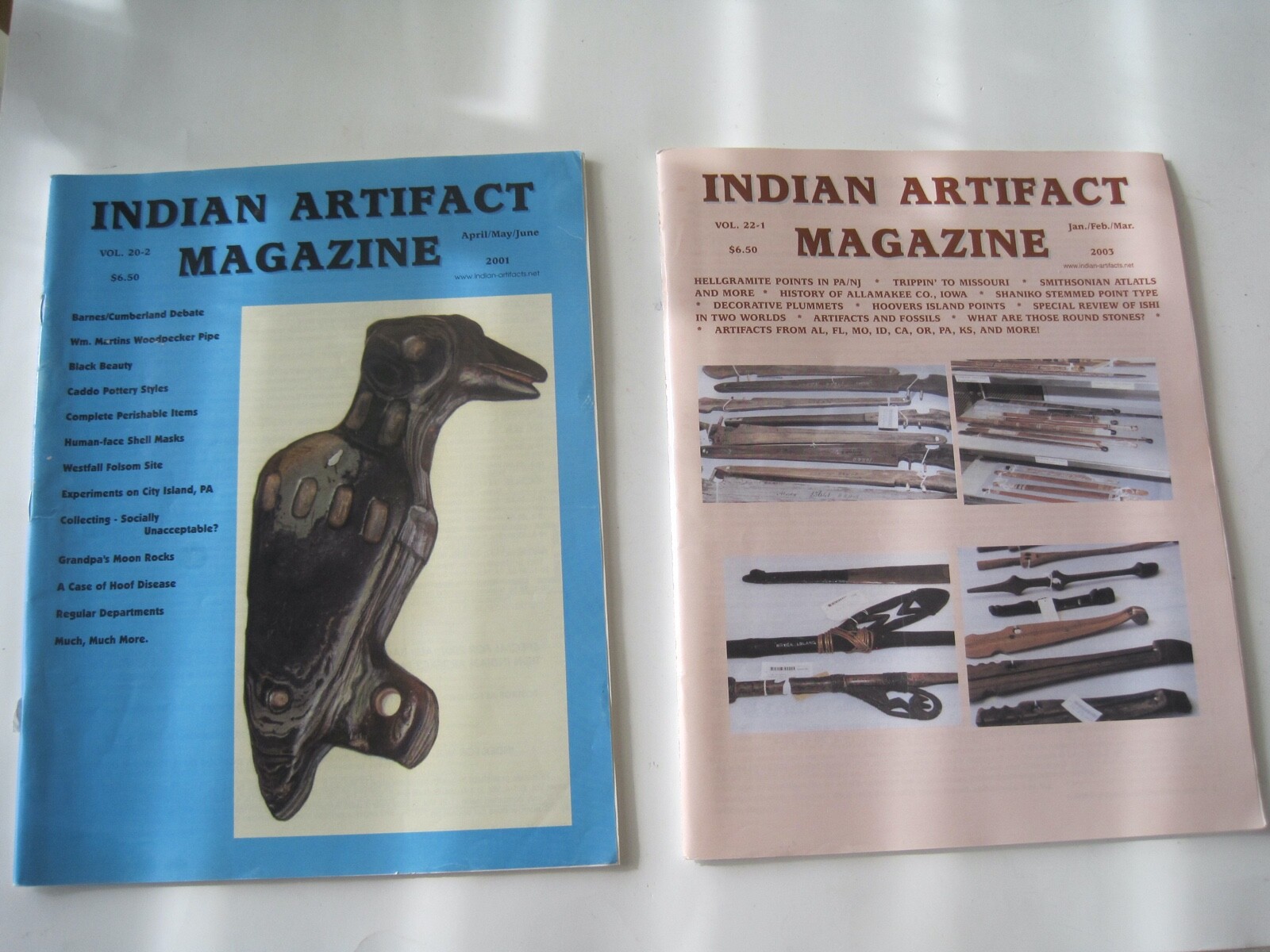 Indian Artifact Magazine Apr. May June 2001 Vol 20-2 Jan Feb Mar 2003 Vol 22-1