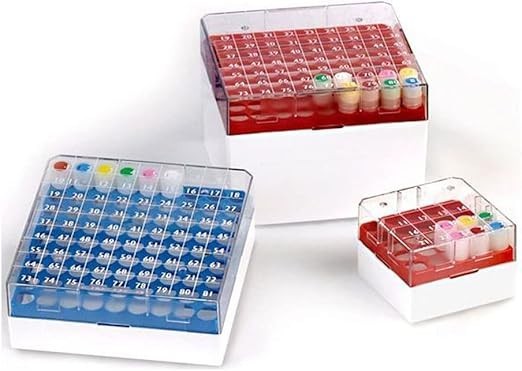 Biobox 3042B Polycarbonate Storage Box Transparent Lid (3Ml, 4Ml, 5Ml) Blue 4PK