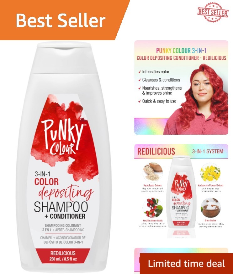 Vibrant Red Hair Revitalizer: Sulfate-Free 3-in-1 Conditioner & Color Cleanser