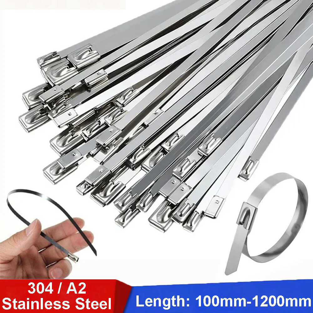 100 X Strong Stainless Steel Marine Grade Metal Cable Ties Zip Tie Wraps Exhaust