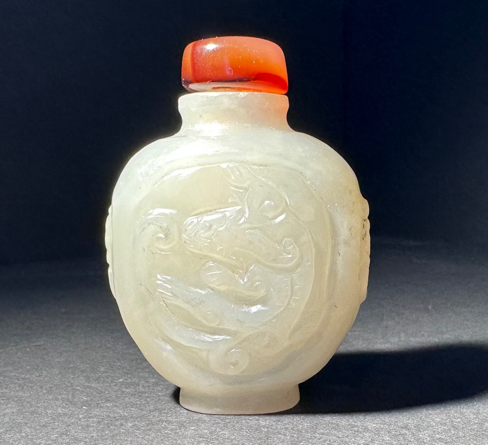 Antique Jade Snuff Bottle Carved Nephrite Antique Jade Snuff Bottle Carved Nephrite