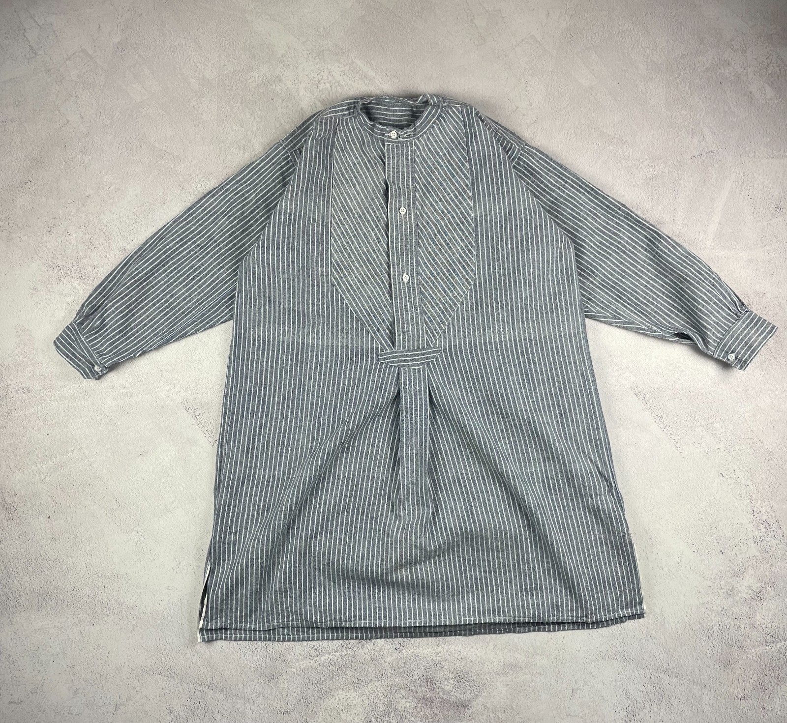 Vintage antique Dress 1940s-50s Striped Long Shirt Tunic Workwear Smock Rare