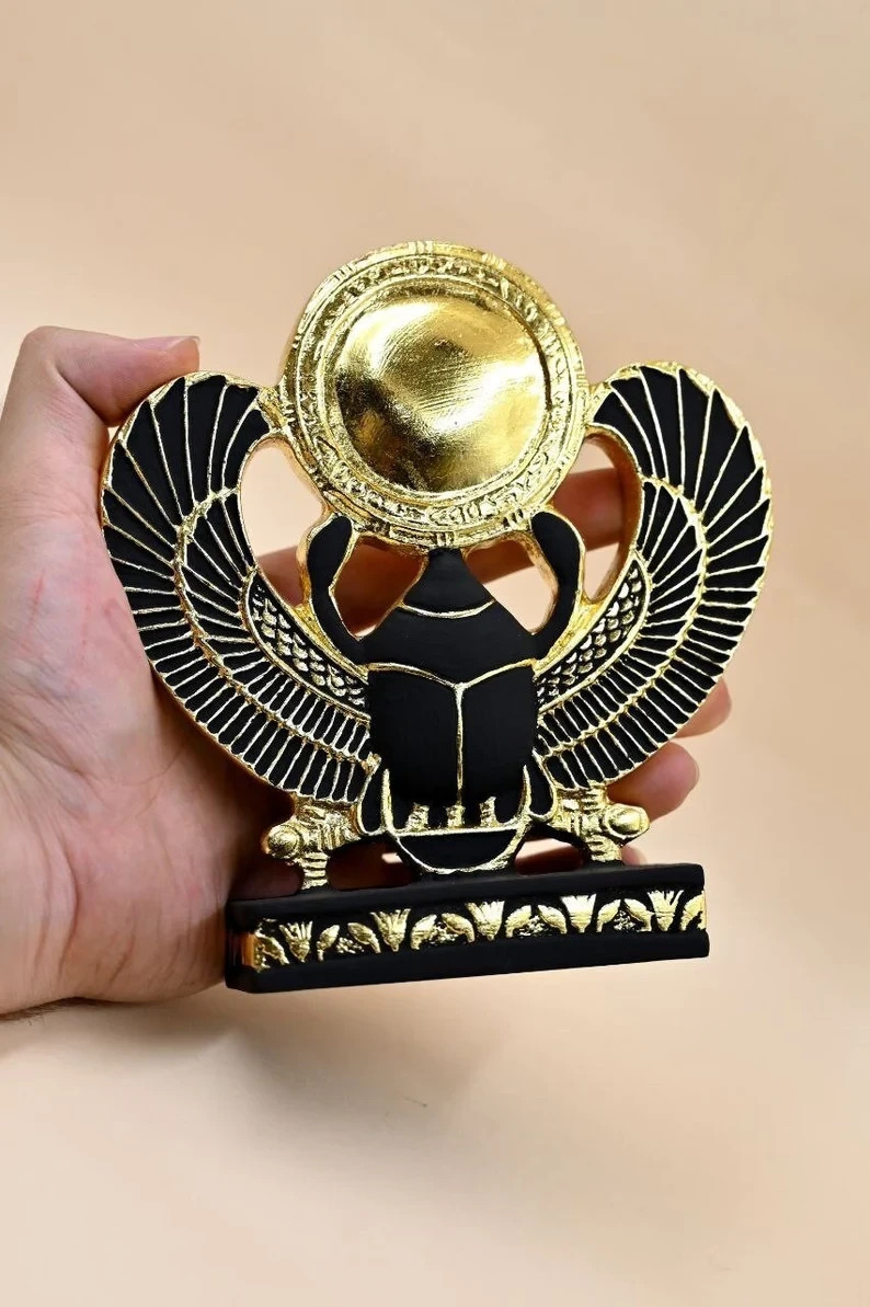 AUTHENTIC ANCIENT EGYPTIAN ANTIQUE Winged Scarab With Pharaonic Inscriptions BC