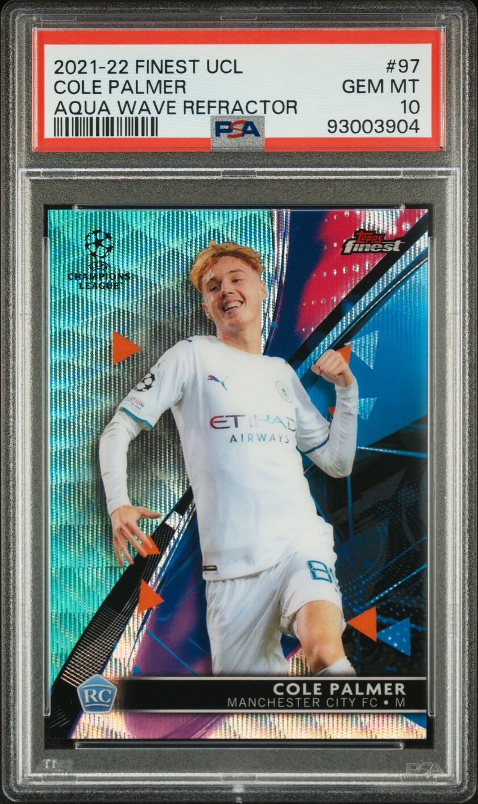 2021-2022 TOPPS FINEST CHAMPIONS LEAGUE #97 COLE PALMER 49/75 PSA 10