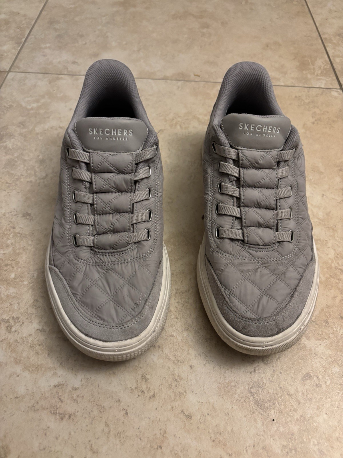 SKECHERS Slip-ins Men’s Gray Quilted Low Top Lace-Up Cushioned Sneakers Size 9.5