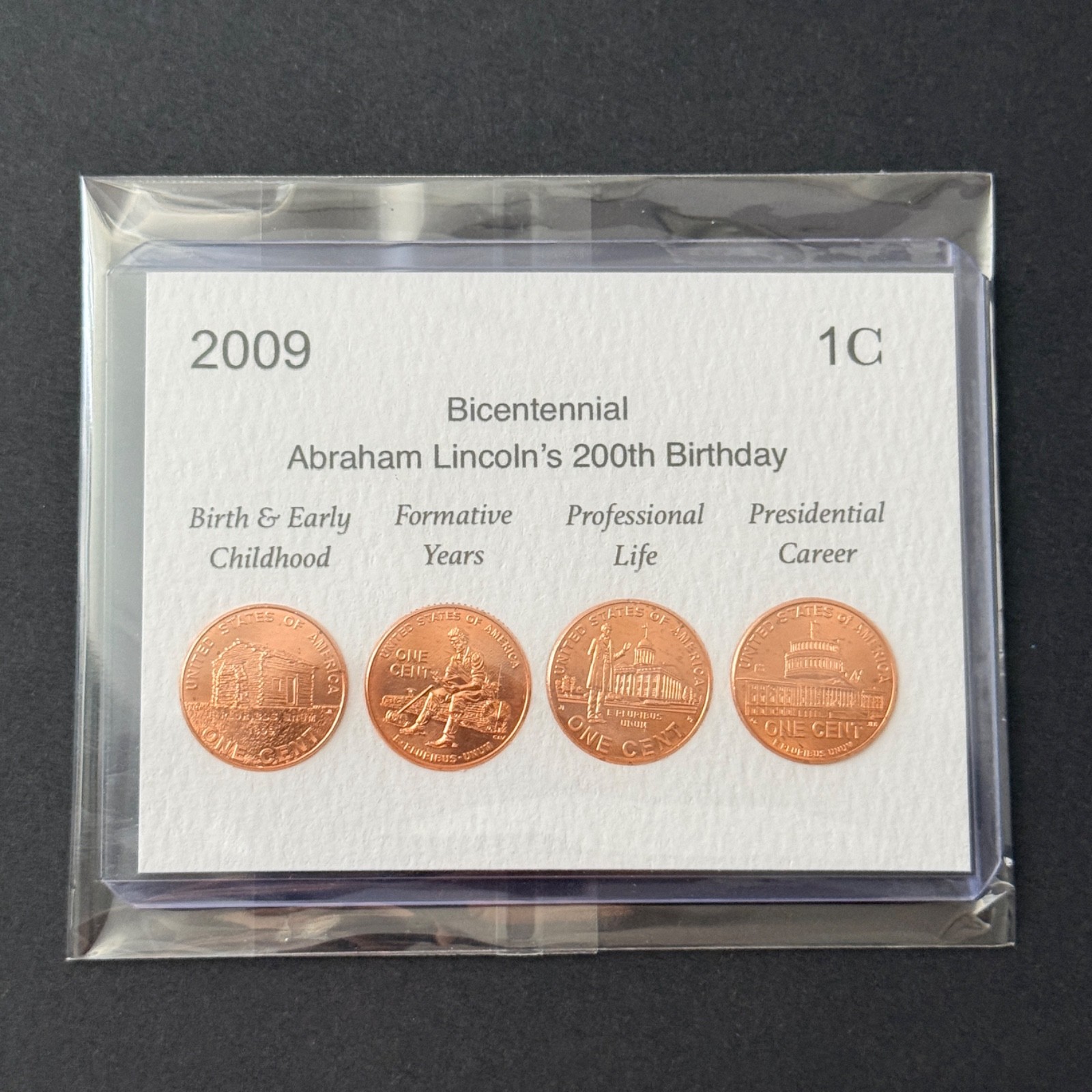 2009 Philadelphia Lincoln Bicentennial Penny 4 Coin Set All 4 designs BU Coins 2009 Philadelphia Lincoln Bicentennial Penny 4 Coin Set All 4 designs BU Coins